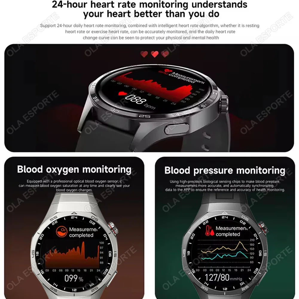 2025 New Smart Watch Men Watch 5 Pro 1.52 AMOLED Screen Bluetooth Call GPS Trajectory NFC Heart Rate Dynamic Lsland SmartWatches