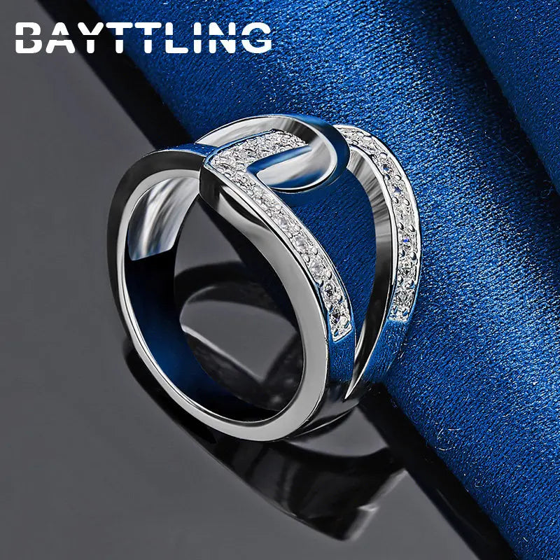 Beautiful 925 Sterling Silver Ring 7/8/9/10# Simple Intertwined Zircon Ring For Fashion Women Gifts Party Jewelry Accessories