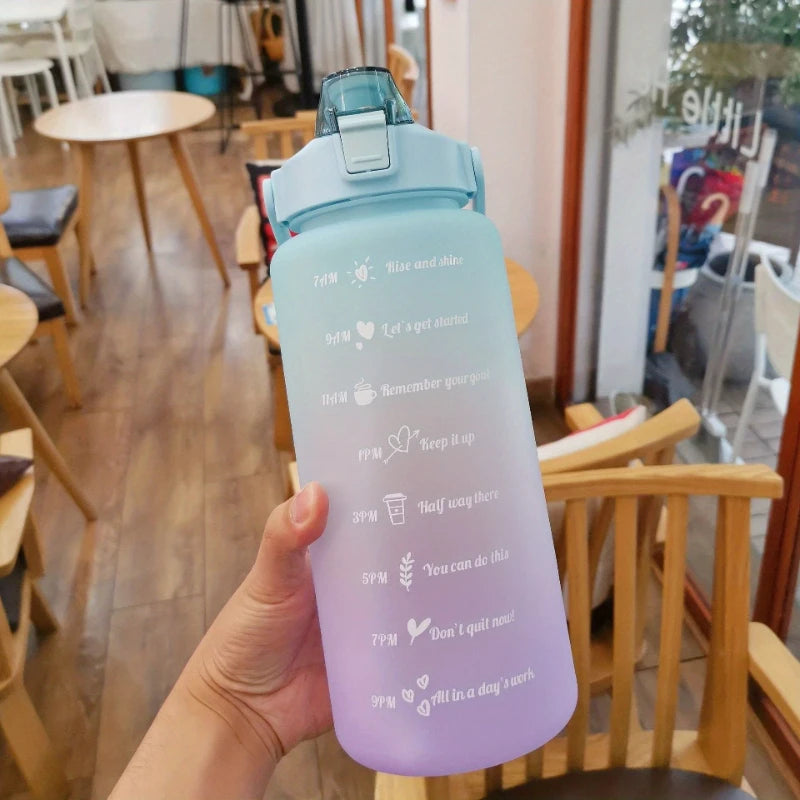 Water Bottle 2 Liter Stay Hydrated Motivated Leakproof Plastic Sport Bottle Reminder Times Sports Outdoor Fitness Office Indoor
