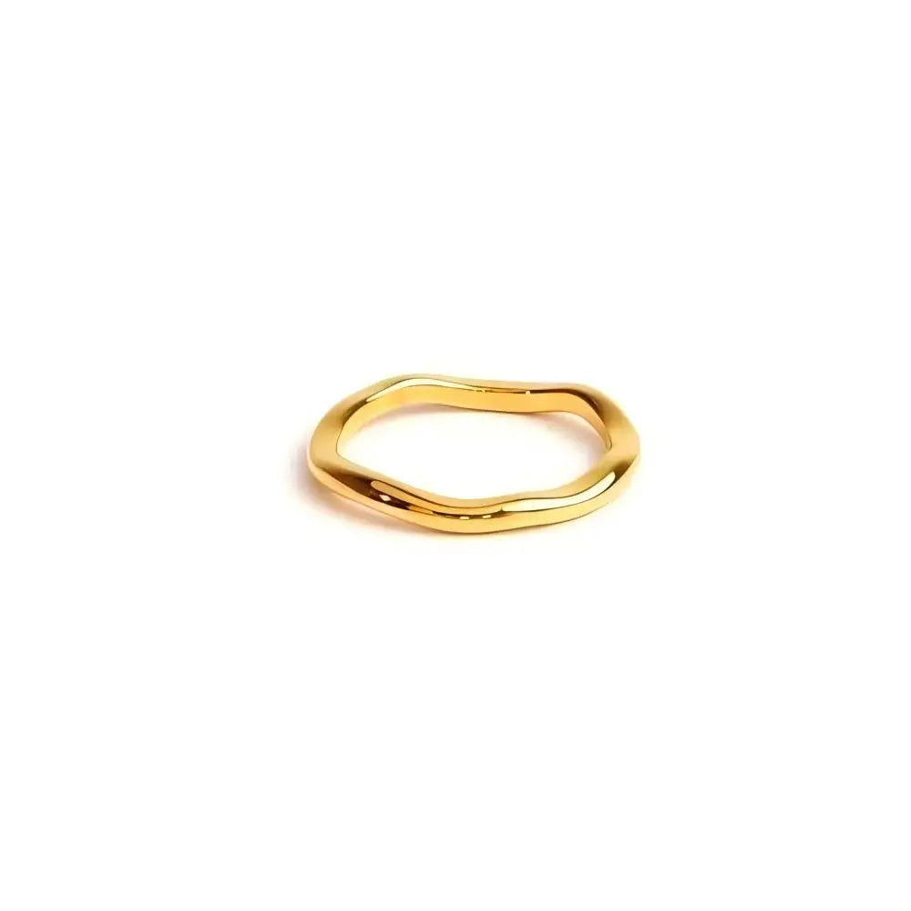 Ripple Stainless Steel Rings For women Gold Color Chunky Band Stackable Silver Stacking Irregular Wave Minimalist Jewelry Set