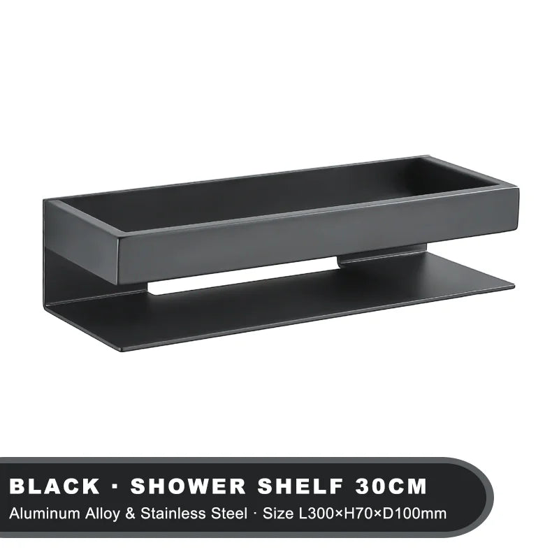 Bathroom Shelf Stainless Steel Wall Mount Shower Organizer Caddy Corner Black Kitchen Accessories Holder Toilet Storage Rack