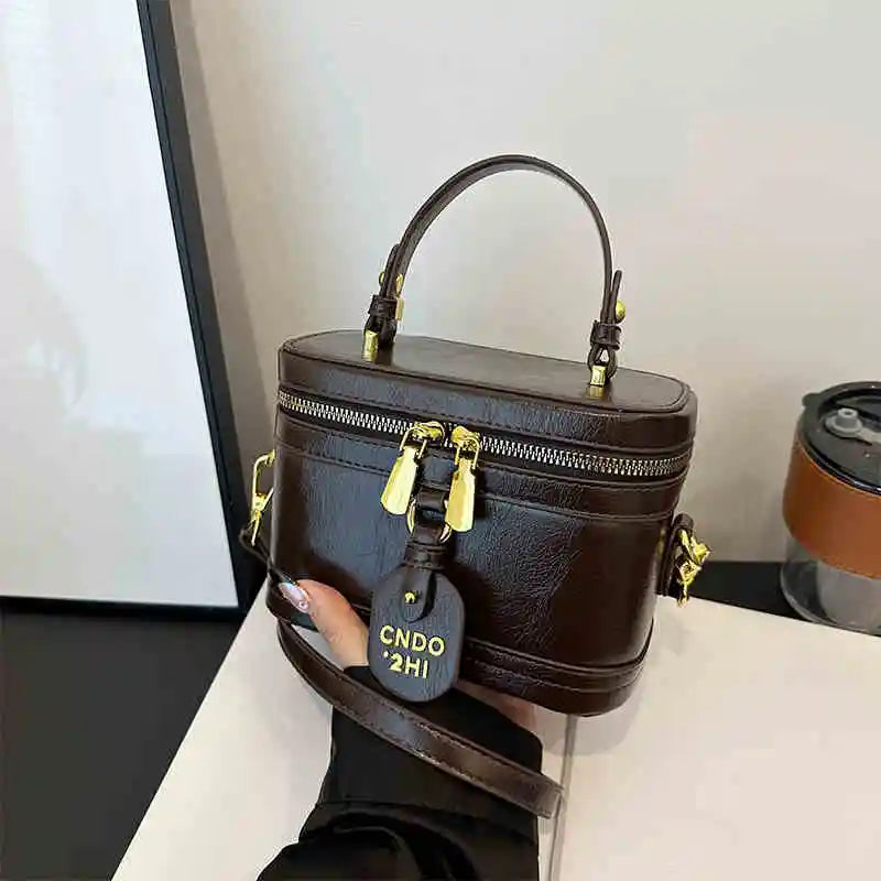 Women Fashion Tote Bucket Bags Solid Clor PU Leather Delicate Small Square Pack 2024 Trendy Female Crossbody Bag