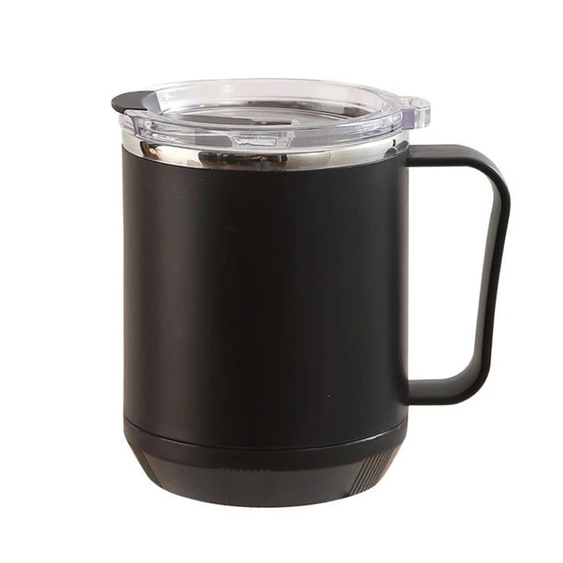 460ml Coffee Cup with Handle Lid Straw Insulated Cup Vacuum Stainless Steel Double Layer Large Capacity Portable Traveling