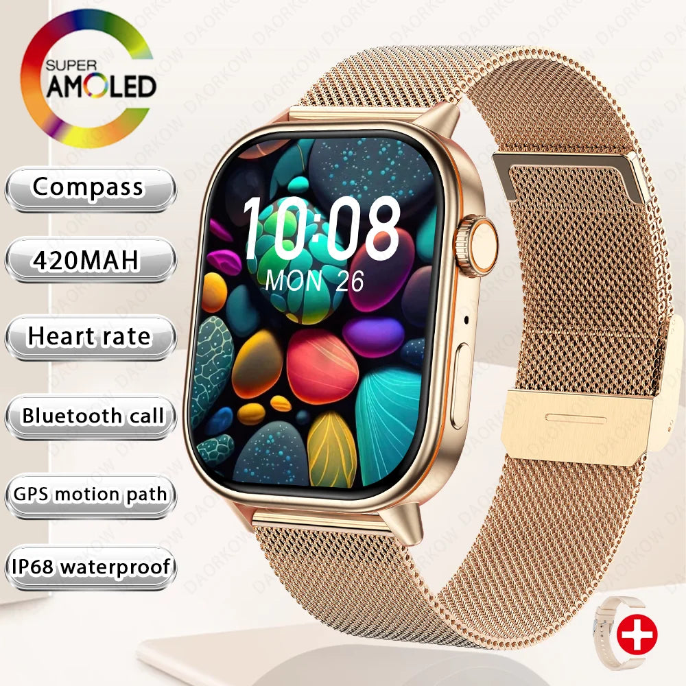 2025New smart watch for men and women HD AMOLED screen Heart Rate Bluetooth Call GPS tracking IP67 waterproof sports smart watch