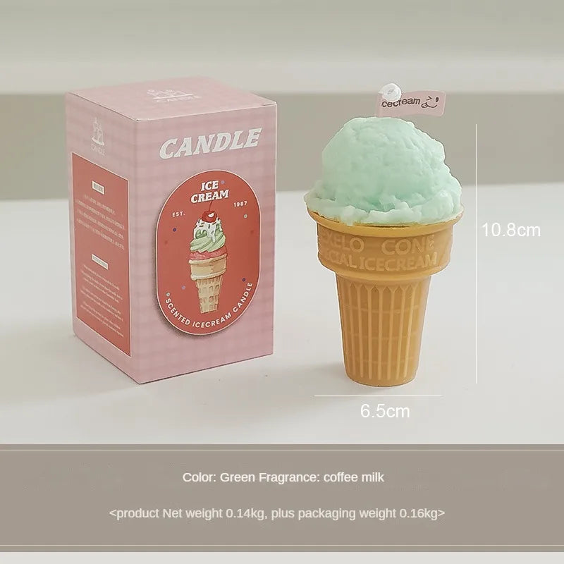 2pcs Ice Cream Candles Handcrafted Creative Design Fragrance Gift Atmosphere Accompanied By Hand Gifts Aromatherapy Candles