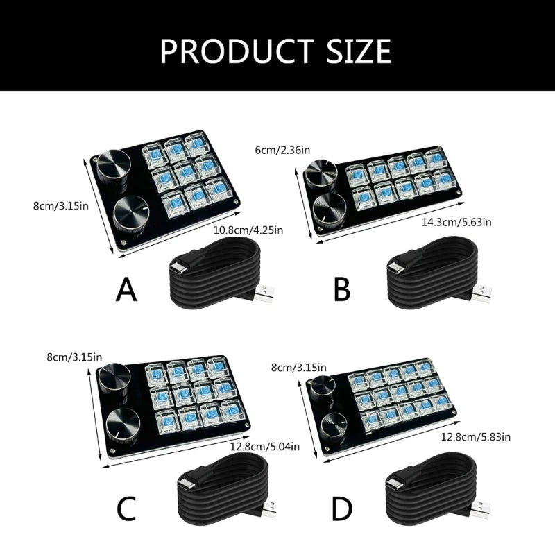 High Efficiency Programmable Macro Keyboards,9/10/12/15Key Mechanical Gaming Keypad for Multimedia and Industrial Use