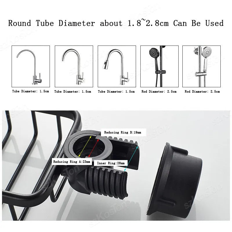 Bathroom Accessories Faucet Storage Shelves Shower Bar Faucet Rack Shampoo Soap Holder Adjustable Kitchen Rag Sponge Drain Shelf