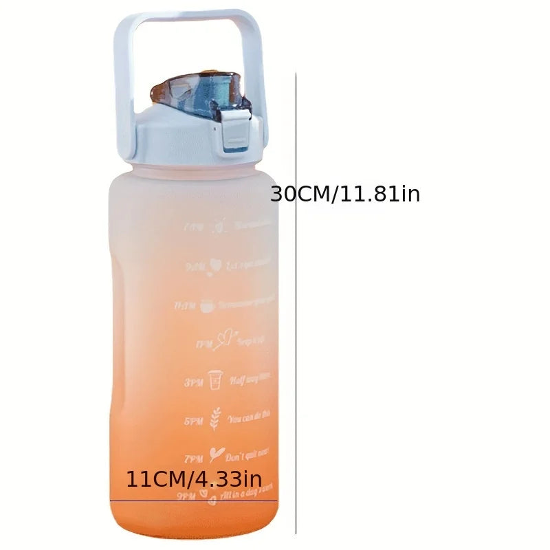 Water Bottle 2 Liter Stay Hydrated Motivated Leakproof Plastic Sport Bottle Reminder Times Sports Outdoor Fitness Office Indoor