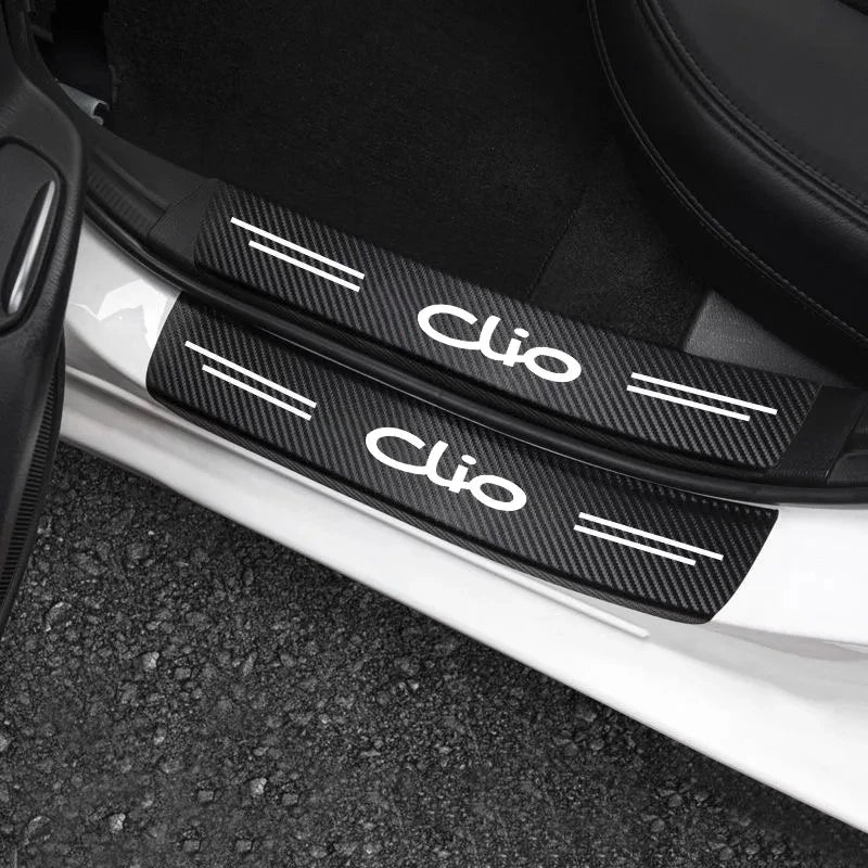 4Pcs Car Accessories for Clio II III IV V 2 3 4 5 BR CR BH KH BF 2001-2023 Car Stickers Threshold Strip Carbon Fiber Interior
