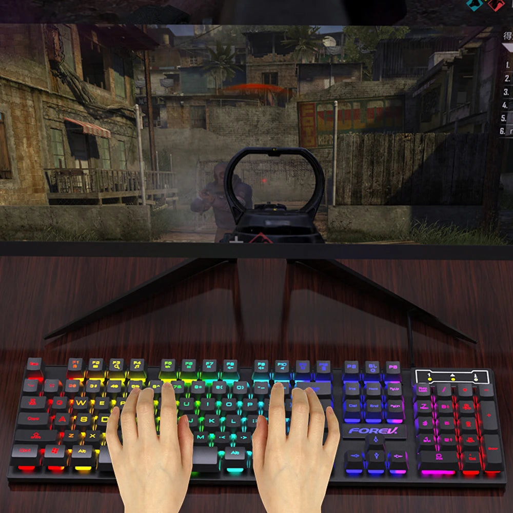 Mechanical Keyboard Wired Gaming Keyboard 104 Keys RGB Backlit LED Receiver for Laptop Desktop Ergonomics Keycap PC Accessories