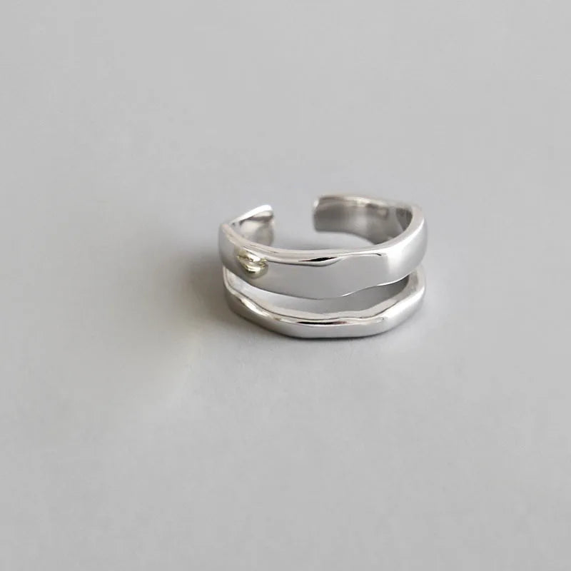 Simple Vintage Layered Rings for Women Silver Color Bohemian Adjustable Finger Ring Geometric Irregular Opening Rings Jewelry