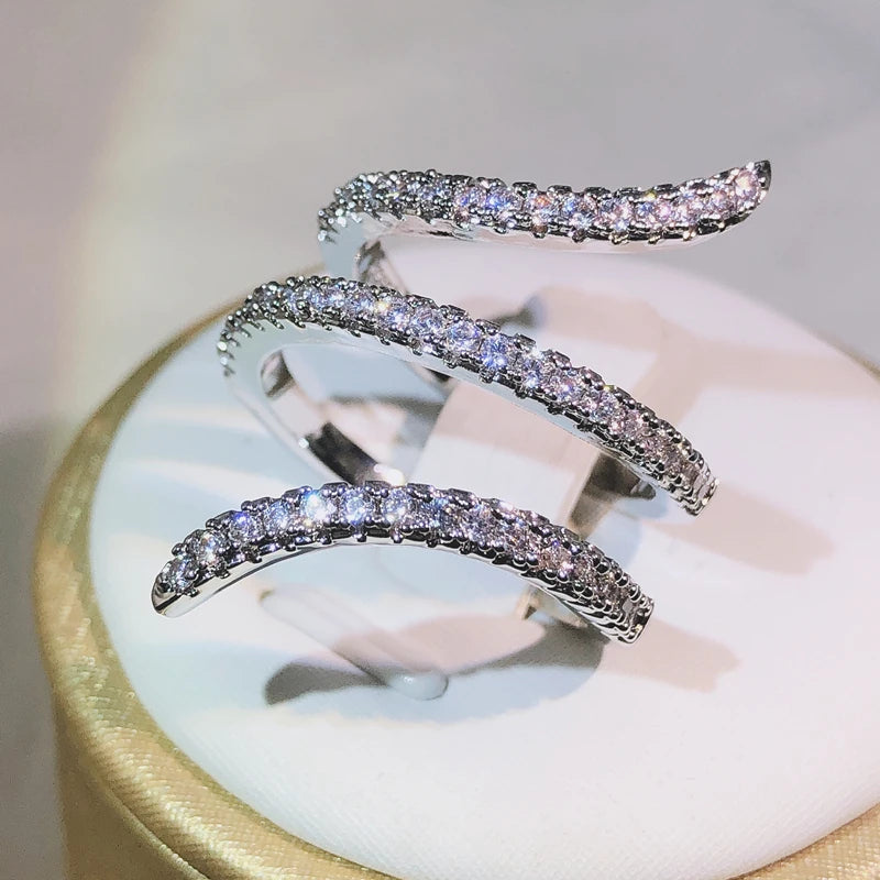 Multi-Storey Entanglement Rings for Women Jewelry Finger Ring Ladies 925 Silver Big Rings for Women Ladies Fashion Vintage Ring
