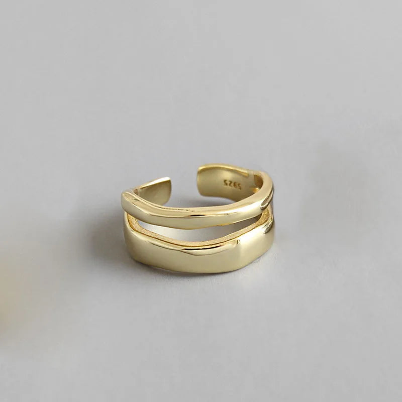 Simple Vintage Layered Rings for Women Silver Color Bohemian Adjustable Finger Ring Geometric Irregular Opening Rings Jewelry