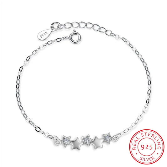 925 Sterling Silver Bracelets & Bangles For Women Sterling-silver-jewelry Lovely Star Bracelet pulseira S-B113