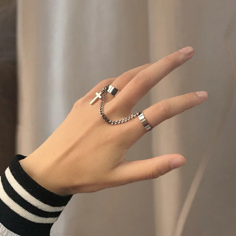 Simple Vintage Layered Rings for Women Silver Color Bohemian Adjustable Finger Ring Geometric Irregular Opening Rings Jewelry