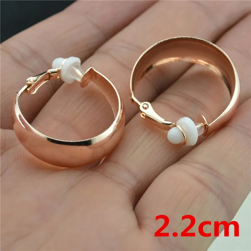 Clip On Earrings for Women No ear holes to wear Painless Not allergic Big Circle C-shaped Exaggerated Personality Trendy Fashion