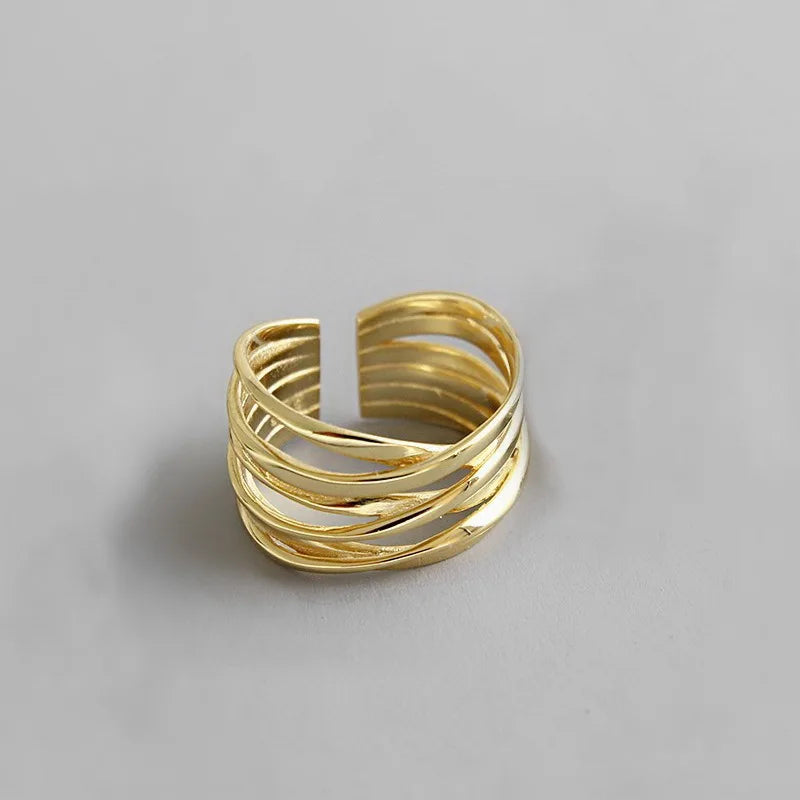 Simple Vintage Layered Rings for Women Silver Color Bohemian Adjustable Finger Ring Geometric Irregular Opening Rings Jewelry