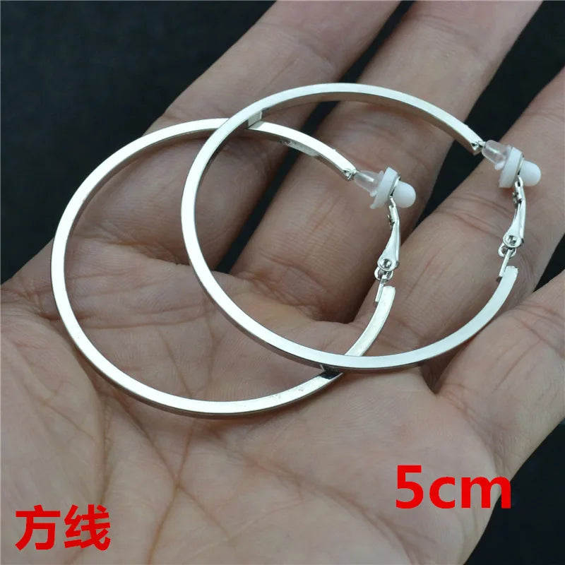 Clip Earrings for Women Without Piercing No Ear Holes Big Small Circle Gold Silver Black Plating Fashion Cute Temperament Girl