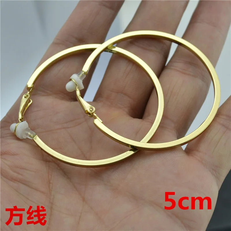 Clip Earrings for Women Without Piercing No Ear Holes Big Small Circle Gold Silver Black Plating Fashion Cute Temperament Girl