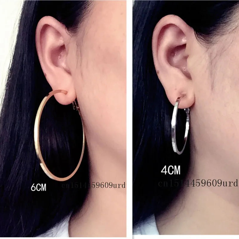 Clip Earrings for Women Without Piercing No Ear Holes Big Small Circle Gold Silver Black Plating Fashion Cute Temperament Girl