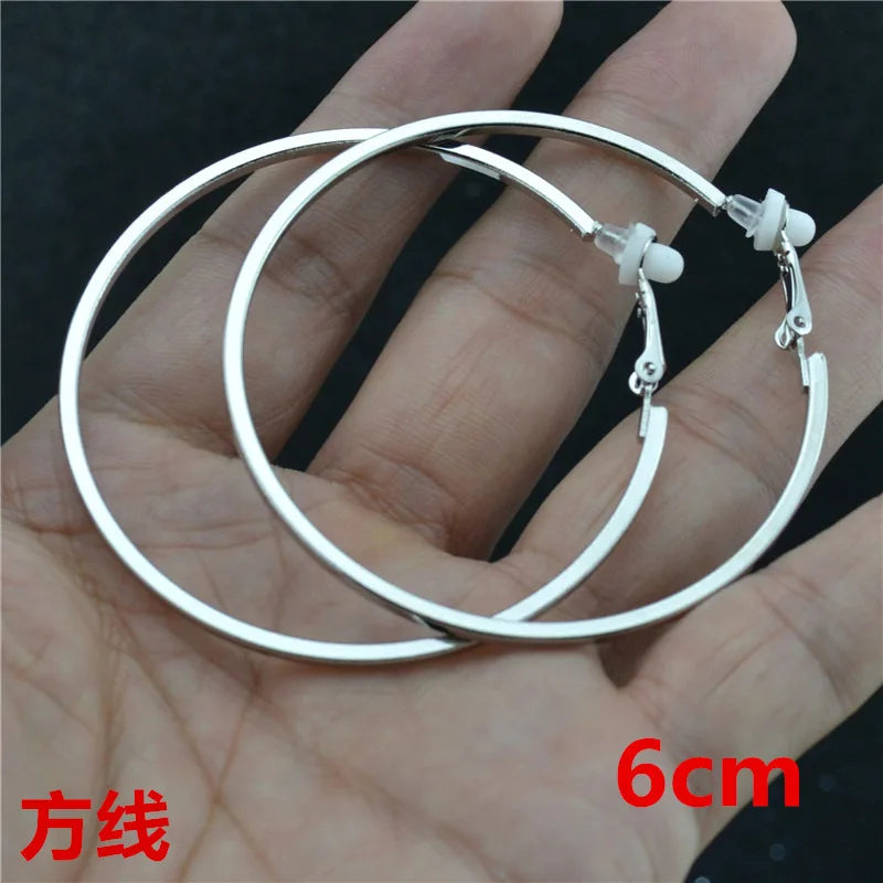 Clip Earrings for Women Without Piercing No Ear Holes Big Small Circle Gold Silver Black Plating Fashion Cute Temperament Girl