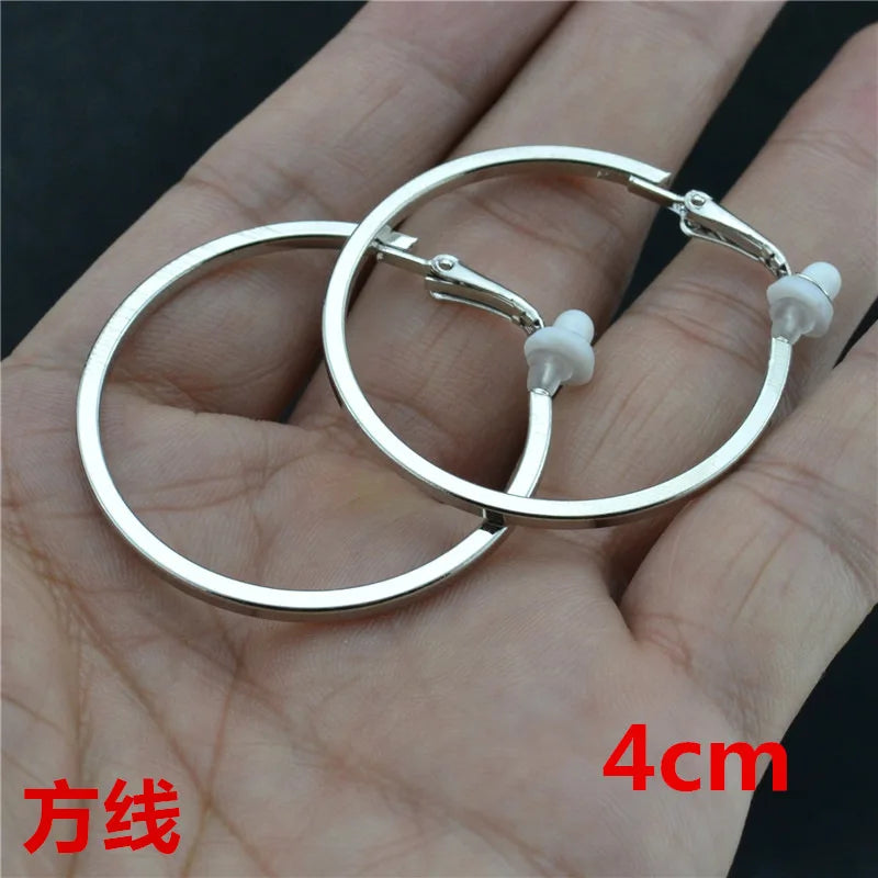 Clip Earrings for Women Without Piercing No Ear Holes Big Small Circle Gold Silver Black Plating Fashion Cute Temperament Girl
