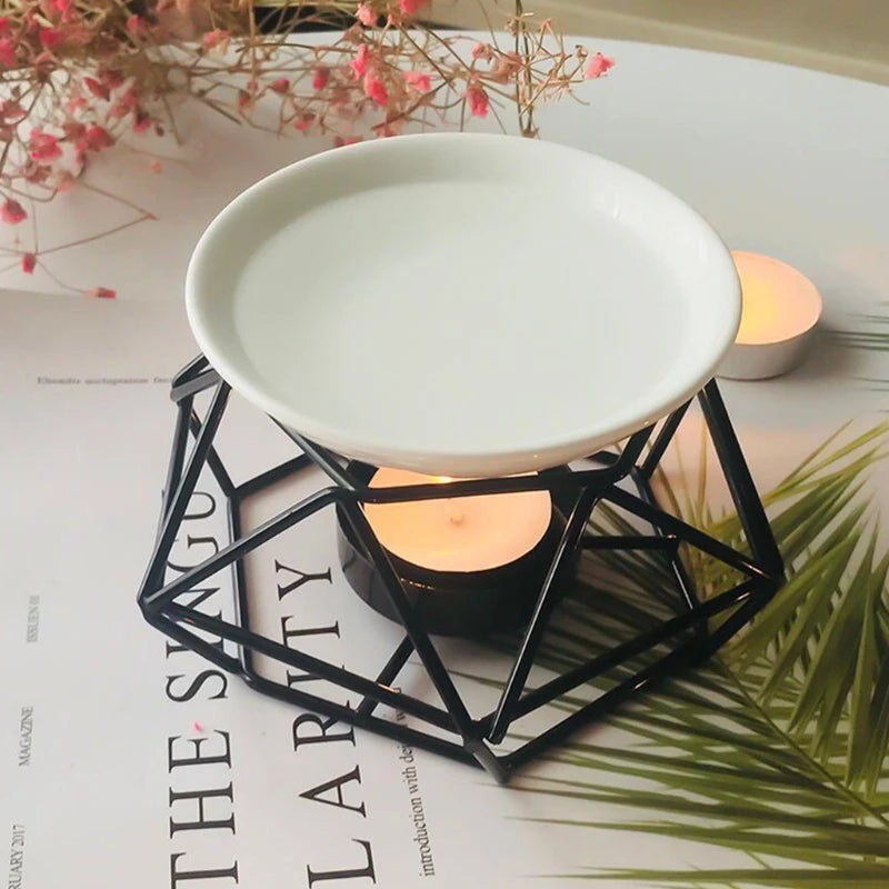 Aromatic Oil Burner, Geometric Ceramic Essential Oil Candle Holder Wax Melt Burner Warmer Melter fragrance for Home Office