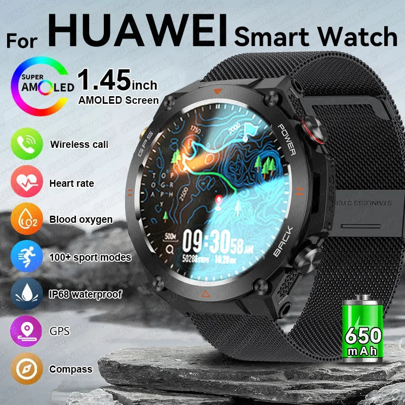 2024 New GPS Smart Watch 1.45" Ultra HD Display Built-in GPS & Compass Make/Receive Phone Calls 650mAh Battery Smart Braceletes