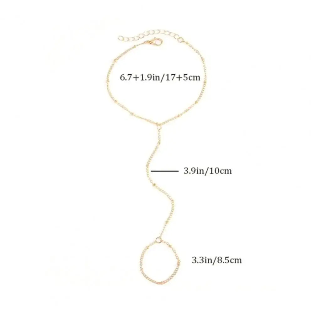 Elegant Women Bracelet Ring Alloy Retro Hand Chain Bracelet Ring Hollow Chain Finger Ring Bracelet Boho Beach Jewelry Gift