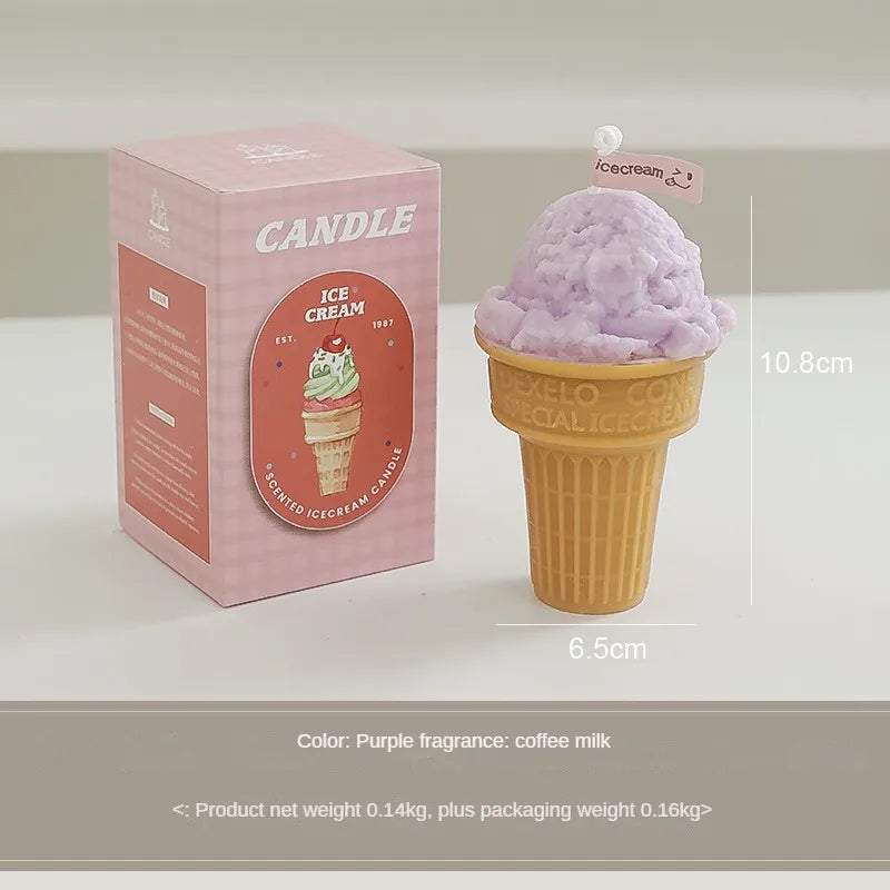 2pcs Ice Cream Candles Handcrafted Creative Design Fragrance Gift Atmosphere Accompanied By Hand Gifts Aromatherapy Candles
