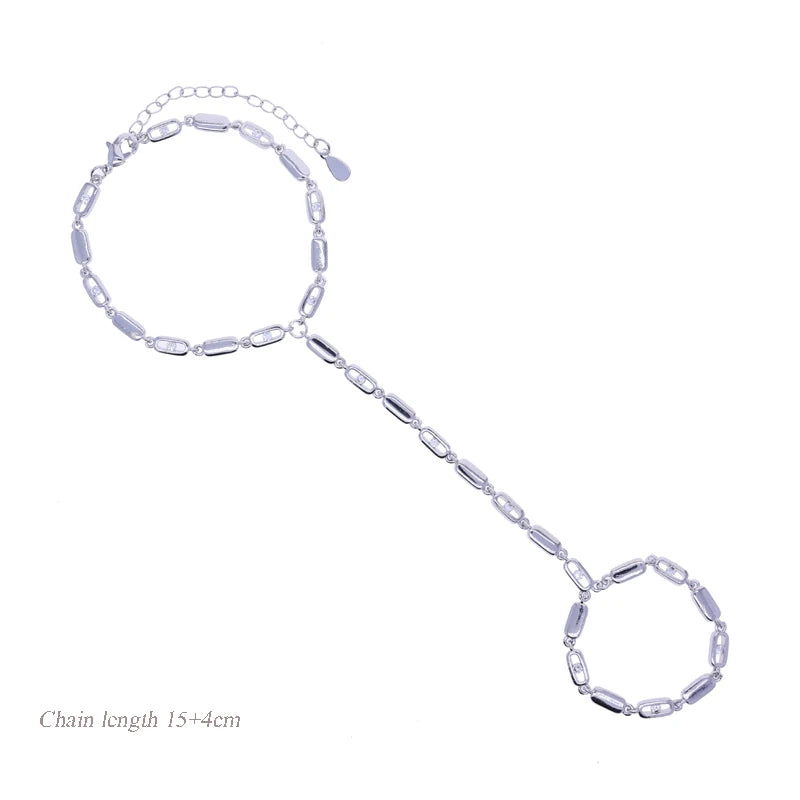 New Arrived Long Tassel With Slippy Bar Bling Round Oval Triangle CZ Setting Women Unique Bracelet Wrap One's Finger Jewelry