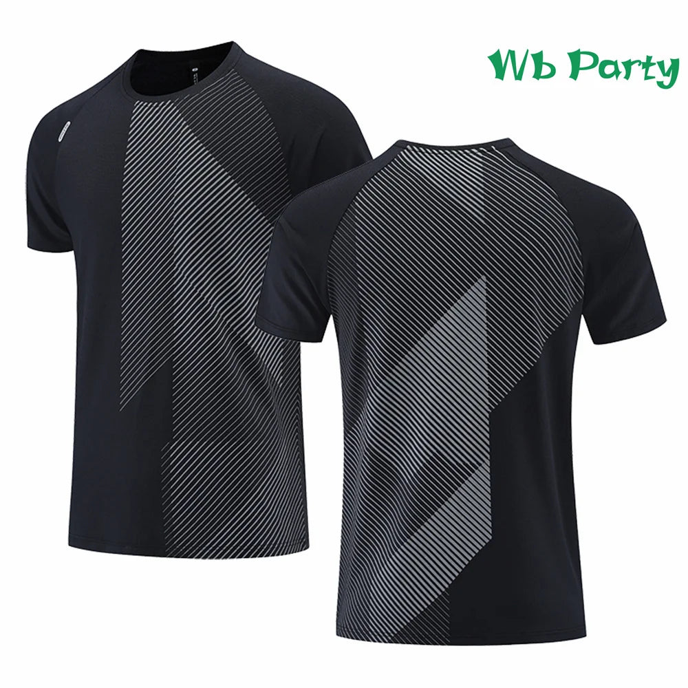 Fitness T shirt Men Fashion Short Sleeve Tee Men's Clothing Gym T-shirt Summer Breathable T-shirts for Men Polyester O-Neck Tops