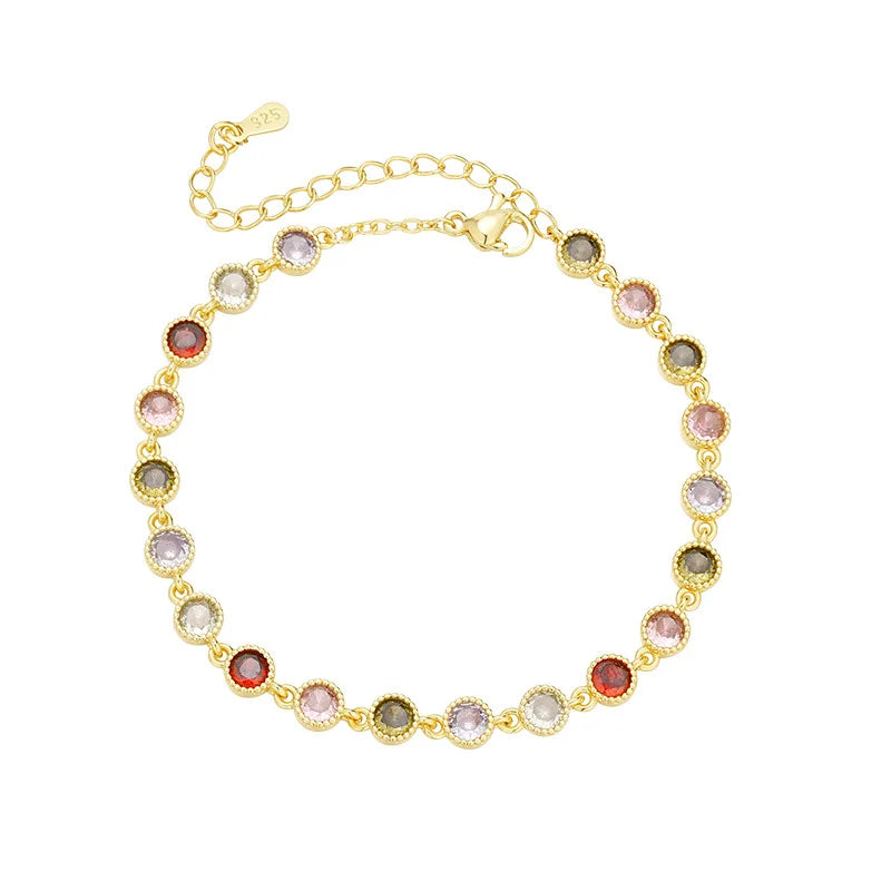 Colorful gemstone bracelet for women light luxury simple and High quality round bangles new in rose golden luster party jewelry