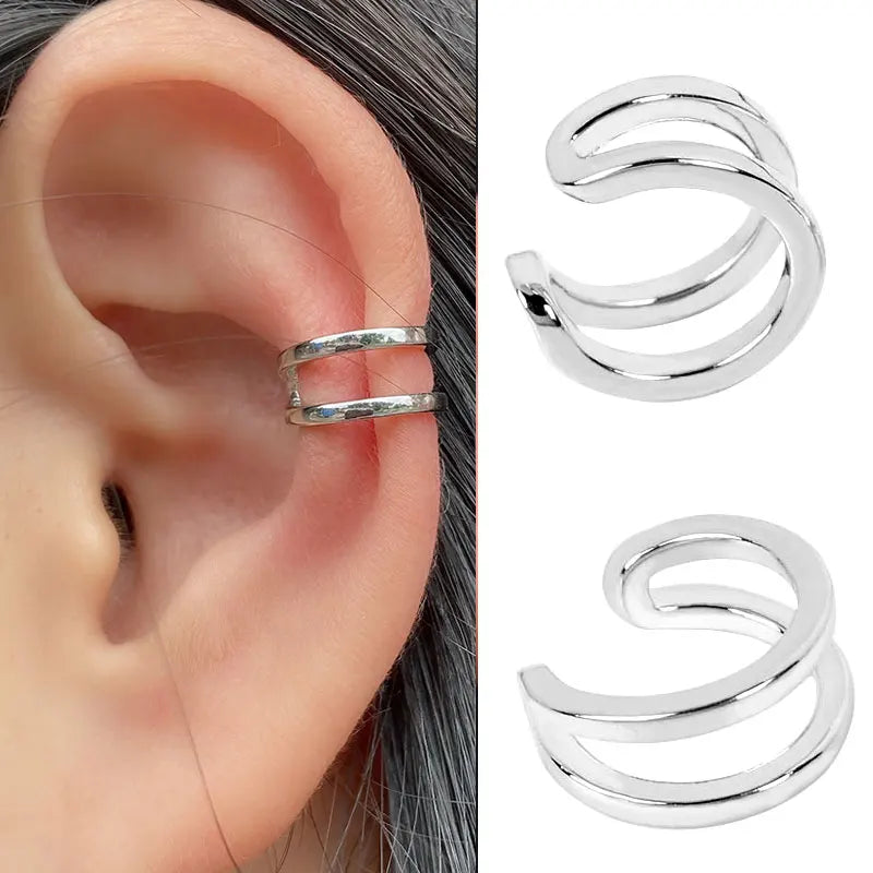 Stackable Earrings Without Ear Hole Star Wrap Clip On Earrings Earcuff for Women Ear Screen Climb Cuffs Fake Piercing One pair