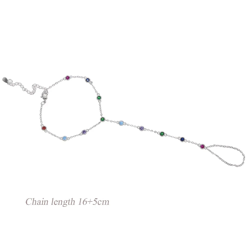 New Arrived Long Tassel With Slippy Bar Bling Round Oval Triangle CZ Setting Women Unique Bracelet Wrap One's Finger Jewelry