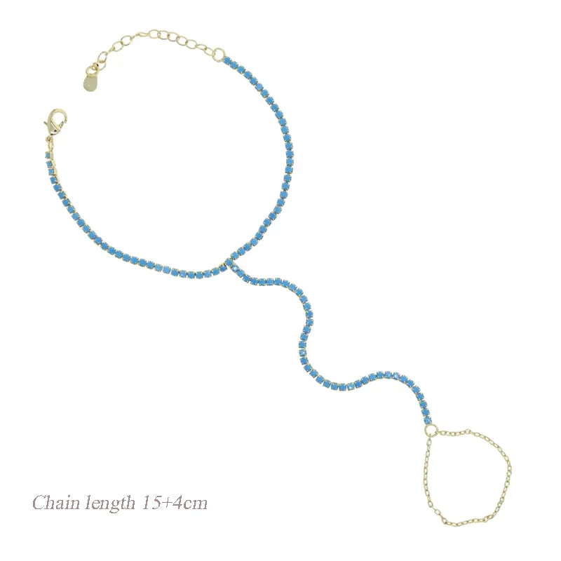 New Arrived Long Tassel With Slippy Bar Bling Round Oval Triangle CZ Setting Women Unique Bracelet Wrap One's Finger Jewelry