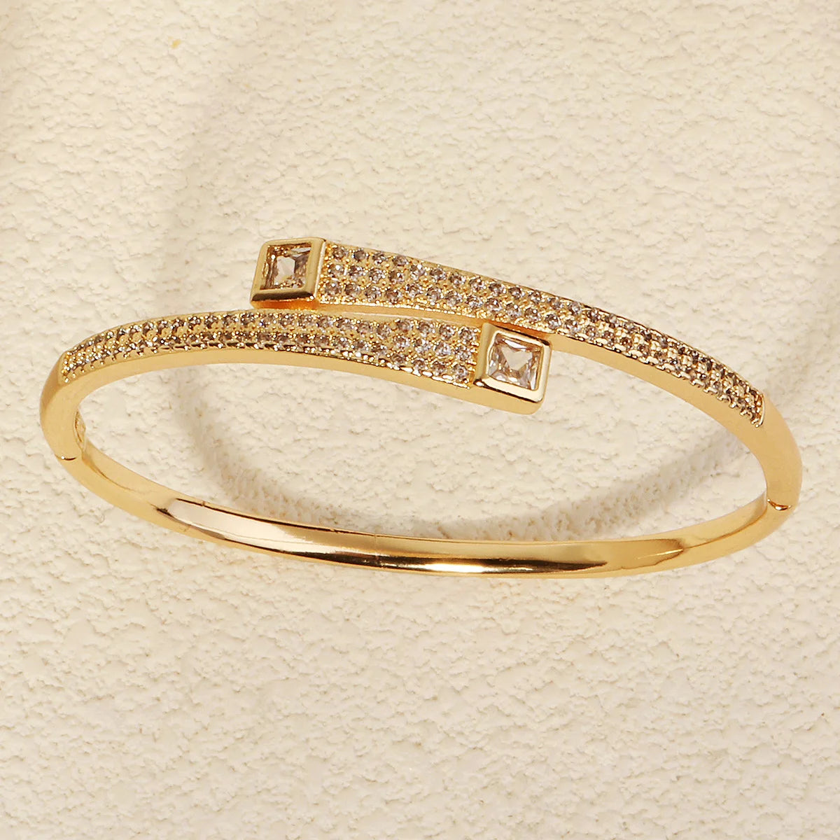 Simple Studded Bracelet for Women Classic Copper and Zirconium Opening Bangle Daily Jewelry Bracelet Accessories As Gifts