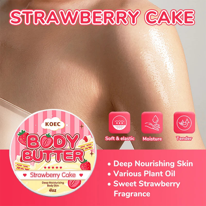 Strawberry Body Cream& Oil Set Moisturizing Nourishing Hydrating Body Lotion Essential Body Glaze Vanilla Fragrance Massage Oil