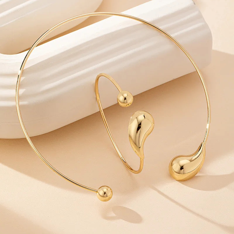 Bracelet Collar Set For Women Girls Simple Style Personality Big Water Droplets Holiday Party Gift OL Fashion Jewelry DS058