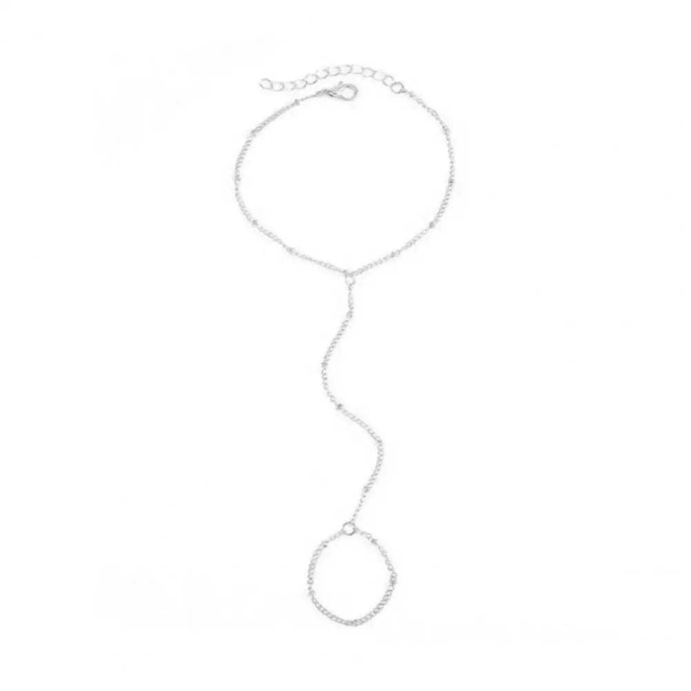 Elegant Women Bracelet Ring Alloy Retro Hand Chain Bracelet Ring Hollow Chain Finger Ring Bracelet Boho Beach Jewelry Gift