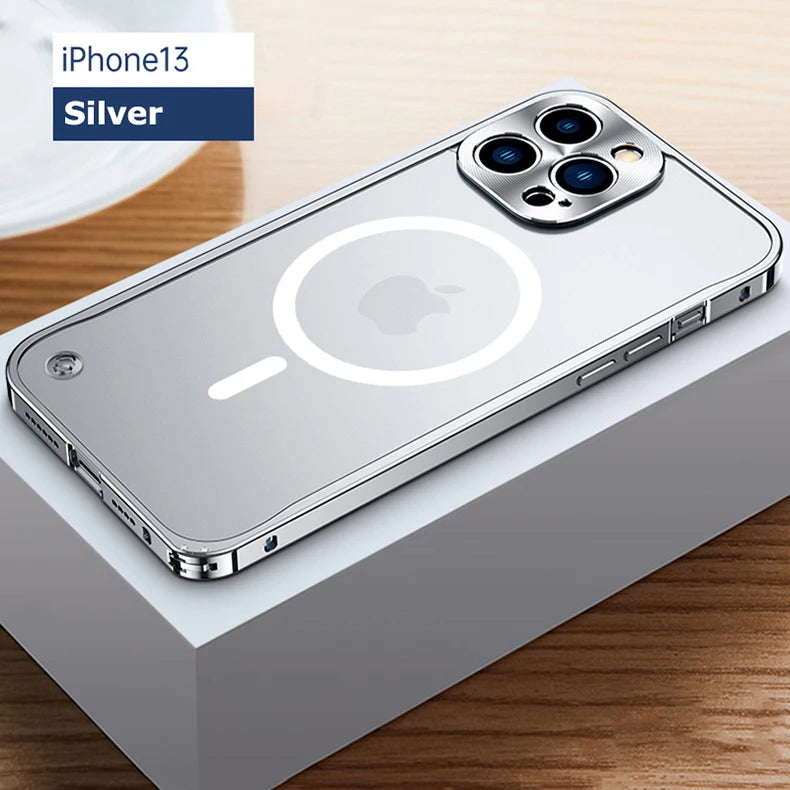 Metal Phone Cases For IPhone 12 13 14 Pro Max Cover 16 Plus Magnetic Aluminum Frame Phone Shell For Iphone 15 12 Mini 13 Pro Max