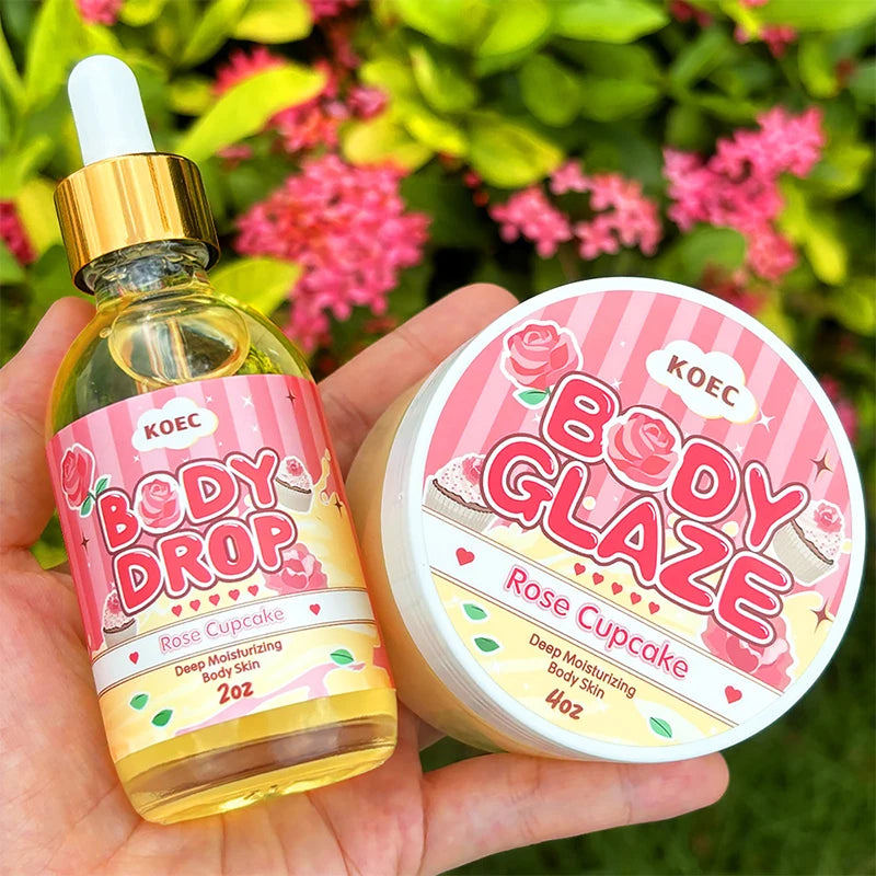 Strawberry Body Cream& Oil Set Moisturizing Nourishing Hydrating Body Lotion Essential Body Glaze Vanilla Fragrance Massage Oil