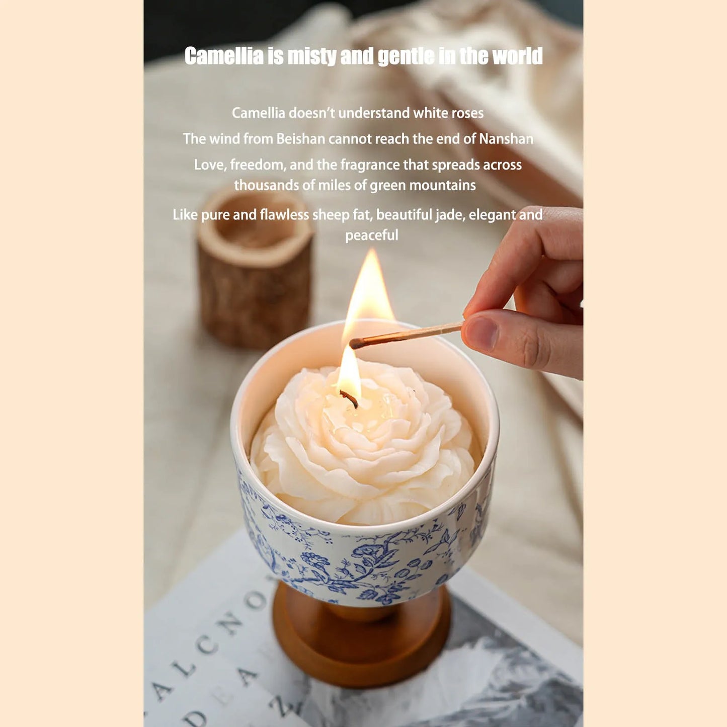 Camellia scented candle with gift box Creative Camellia Aromatherapy Candle Gift Box Set for Senior Birthday Gift New Year Gift