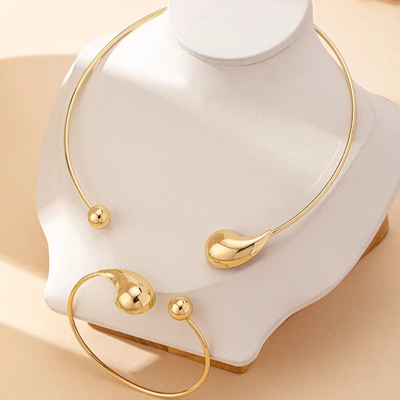 Bracelet Collar Set For Women Girls Simple Style Personality Big Water Droplets Holiday Party Gift OL Fashion Jewelry DS058