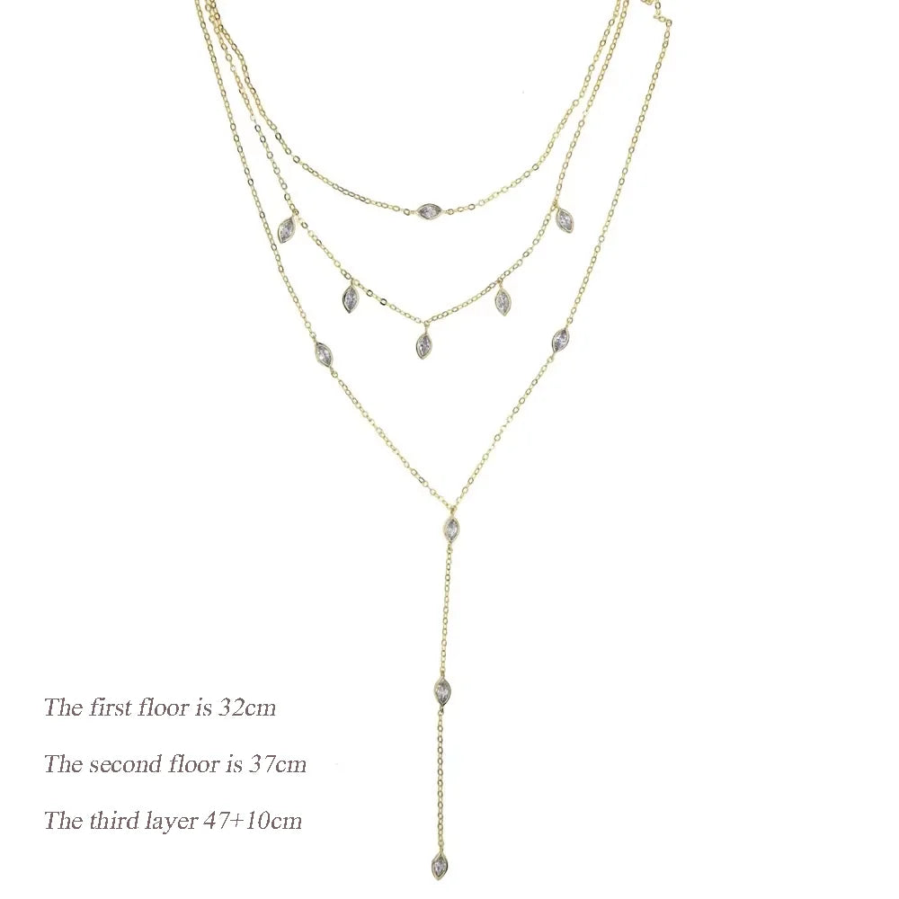 New Arrived Long Tassel With Slippy Bar Bling Round Oval Triangle CZ Setting Women Unique Bracelet Wrap One's Finger Jewelry