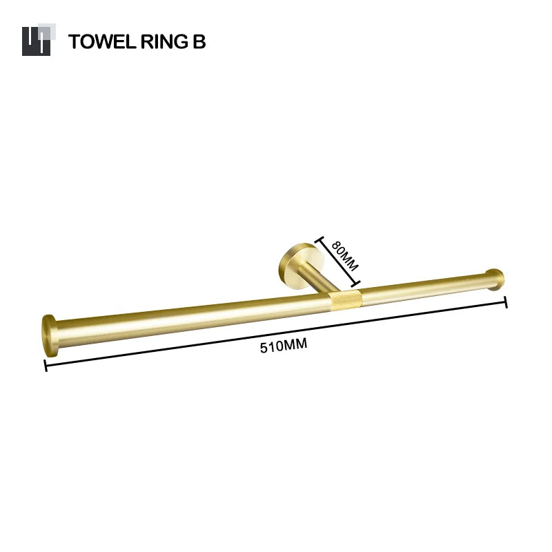 Brushed Gold Bathroom Accessories Set Hardware Kit Wall Mount Hand Towel Bar Rack Toilet Roll Paper Holder Robe Hook Hanger
