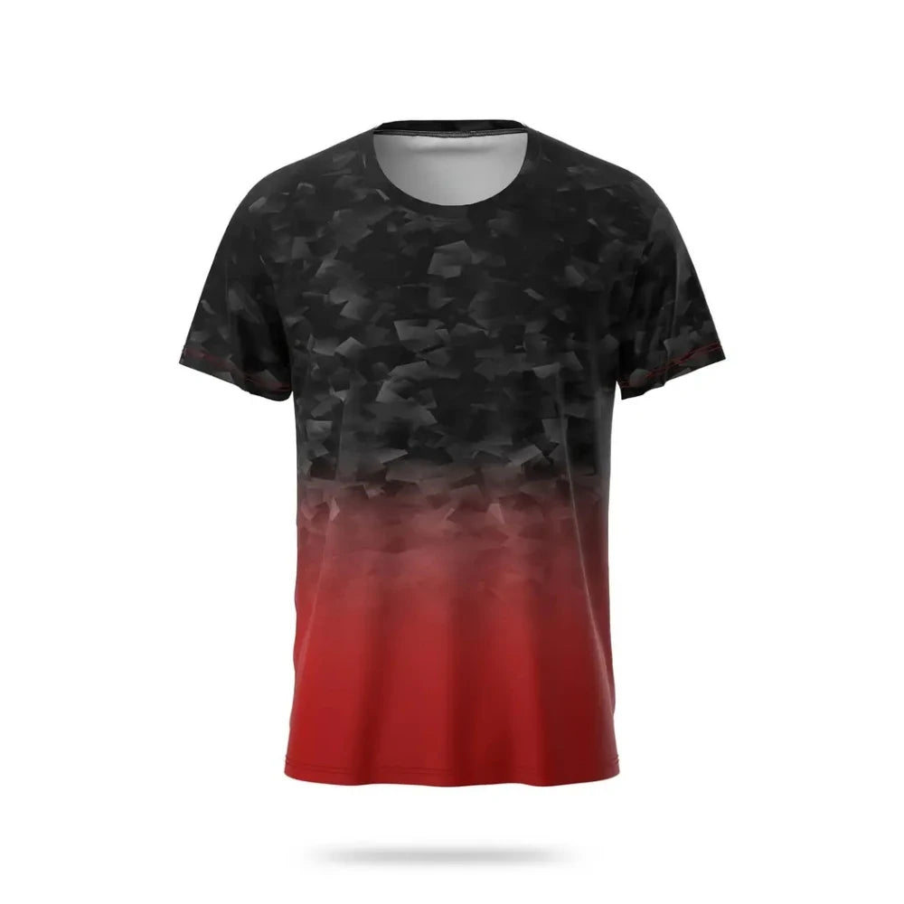 Fitness T-Shirt Quick Drying Sports Short Sleeve Gradient Stripe Print T Shirt Badminton Tennis Training Clothing Man T Shirts