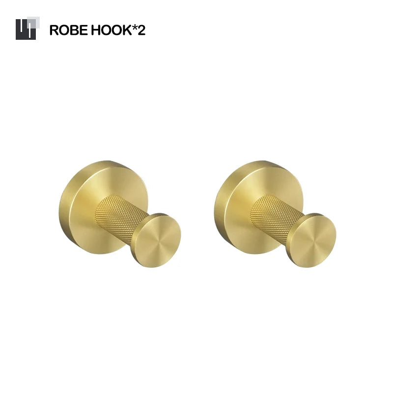 Brushed Gold Bathroom Accessories Set Hardware Kit Wall Mount Hand Towel Bar Rack Toilet Roll Paper Holder Robe Hook Hanger