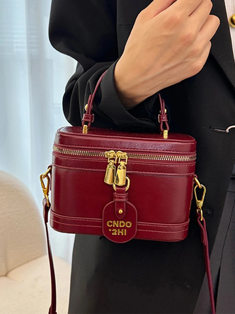 Women Fashion Tote Bucket Bags Solid Clor PU Leather Delicate Small Square Pack 2024 Trendy Female Crossbody Bag