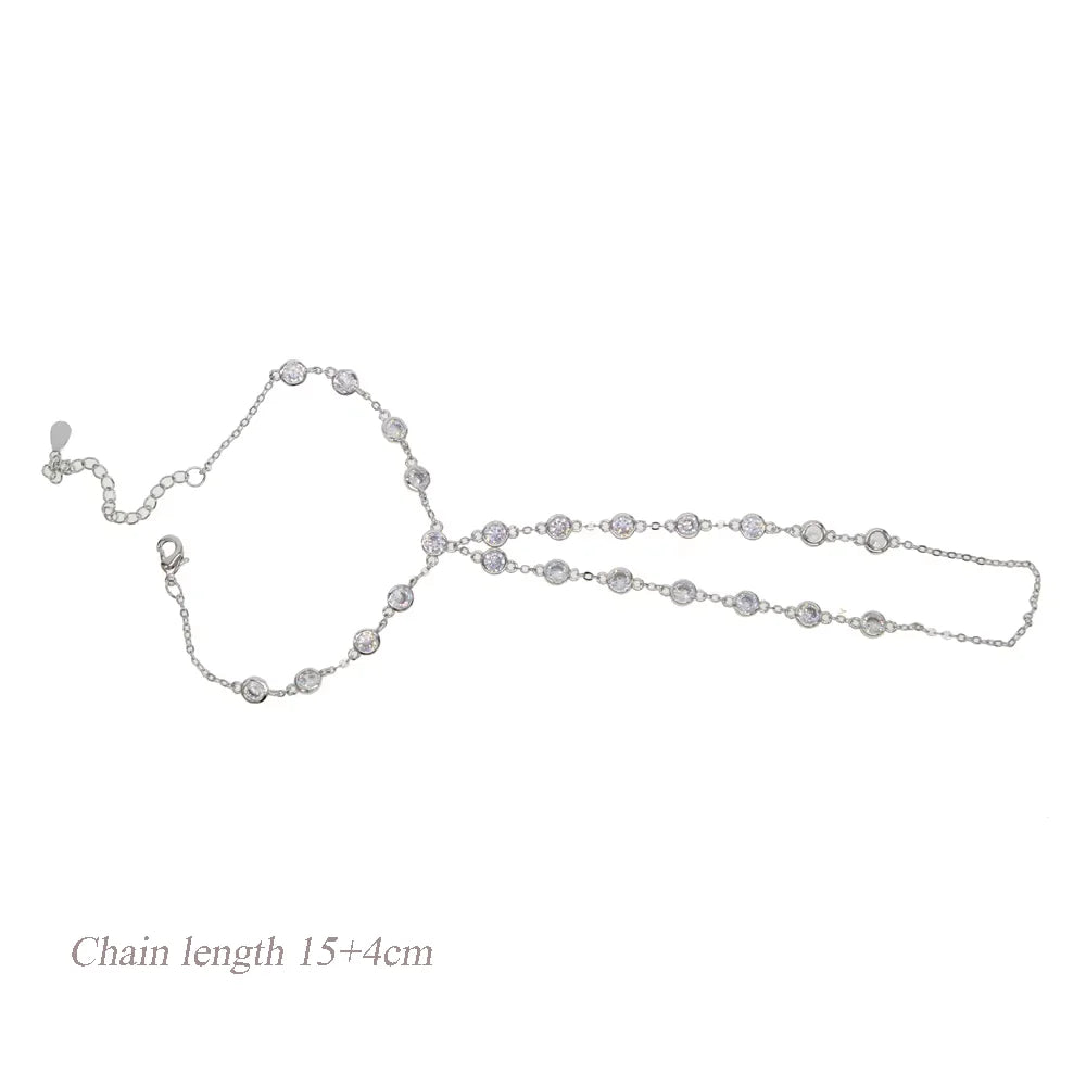 New Arrived Long Tassel With Slippy Bar Bling Round Oval Triangle CZ Setting Women Unique Bracelet Wrap One's Finger Jewelry
